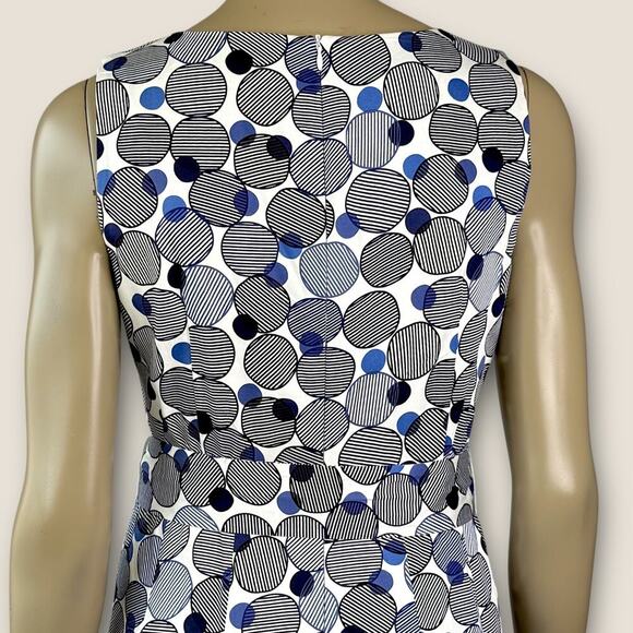 Anne Klein Sleeveless Polka Dot Pleated Fit Flare Tie Belt Sheath Dress Size 6 - Picture 10 of 16